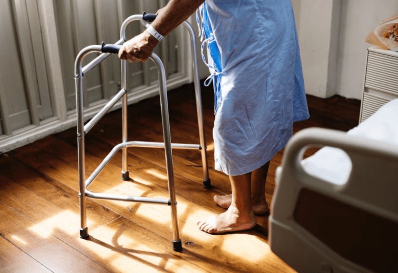 Older person standing with walker in Rockville, MD