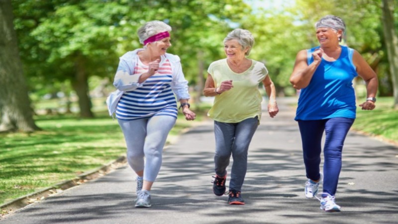 Three senior women jogging in Rockville, MD