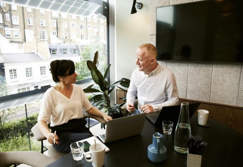 Two people in business meeting talking in Washington DC