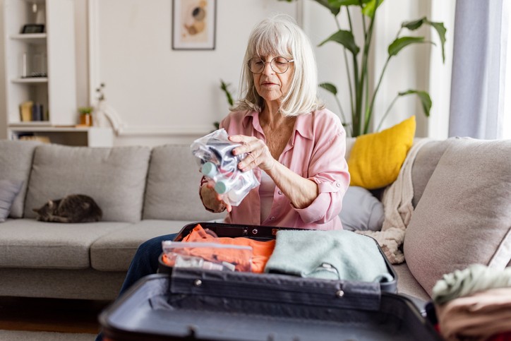 Senior packing bag with essentials for post-surgery recovery in Rockville, MD