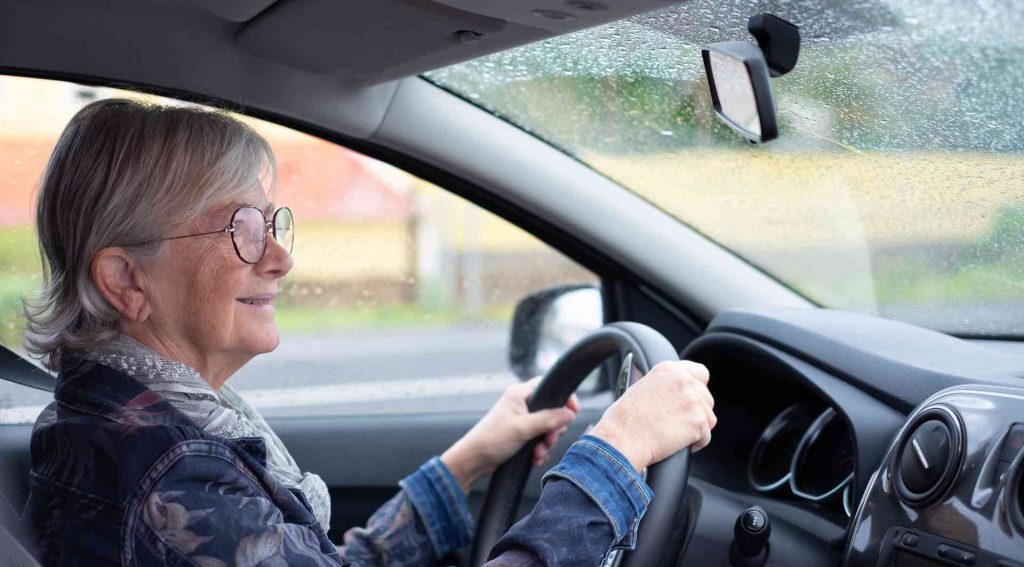 Lady driving the car